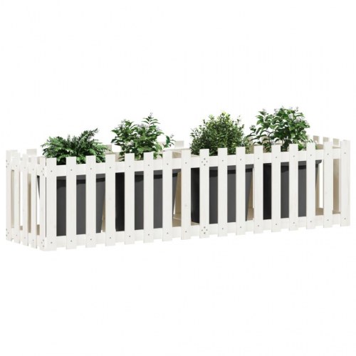 Højbed med stakitdesign 200×50×50 cm - massivt fyrretræ, hvid