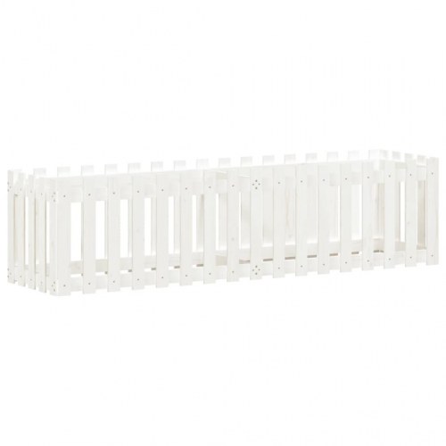Højbed med stakitdesign 200×50×50 cm - massivt fyrretræ, hvid