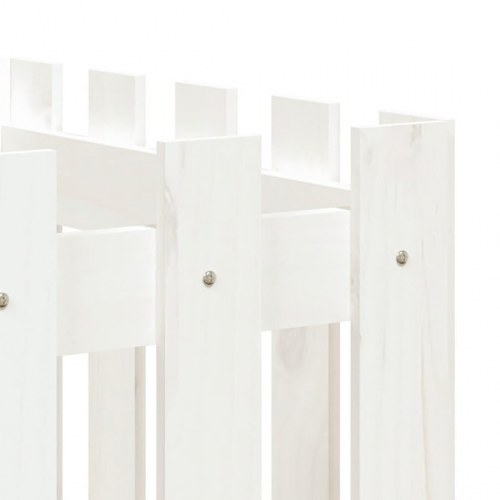 Højbed med stakitdesign 200×50×50 cm - massivt fyrretræ, hvid