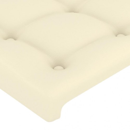 Sengeramme med sengegavl 100x200 cm i kunstlæder - cremefarvet