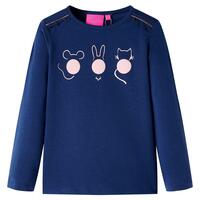 Langærmet T-shirt til børn str. 92 marineblå
