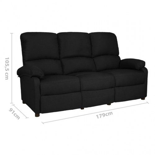 3-personers sofa med lænefunktion stof sort