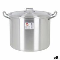 Gryde med låg 39693 Ø 22 cm Sølvfarvet 6 L Aluminium 29 x 23 x 20 cm