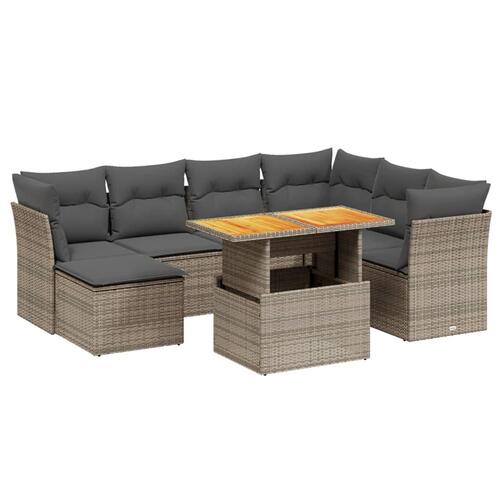 Sofasæt til haven 8 dele med hynder polyrattan grå