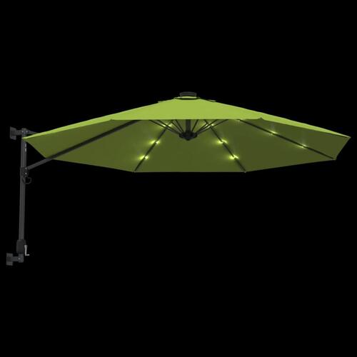 Væghængt parasol med LED-lys 290 cm æblegrøn