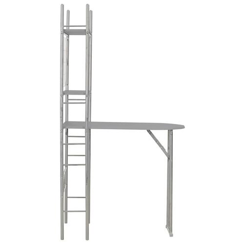 Foldbart spisebordssæt med hylde 3 dele MDF og stål grå