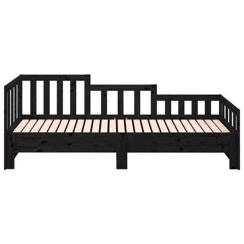 Daybed med udtræk 2x(90x190) cm massivt fyrretræ sort