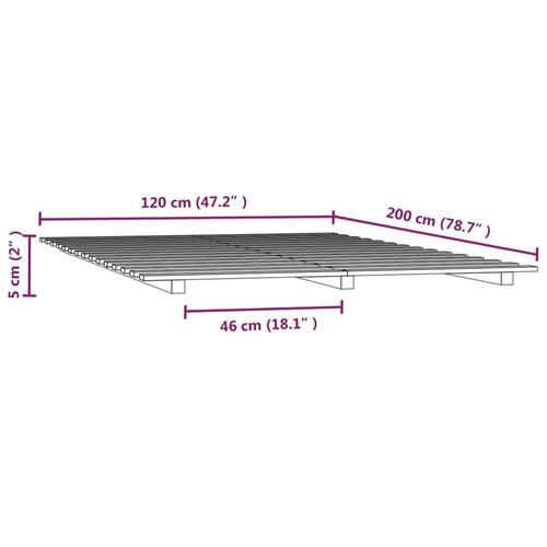 Sengeramme 120x200 cm massivt fyrretræ