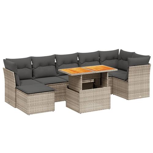 Sofasæt til haven 8 dele med hynder polyrattan grå