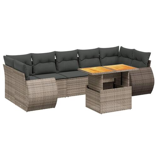 Sofasæt til haven 8 dele med hynder polyrattan grå