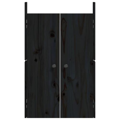 Låge til udendørs køkkenskab 50x9x82 cm massivt fyrretræ sort