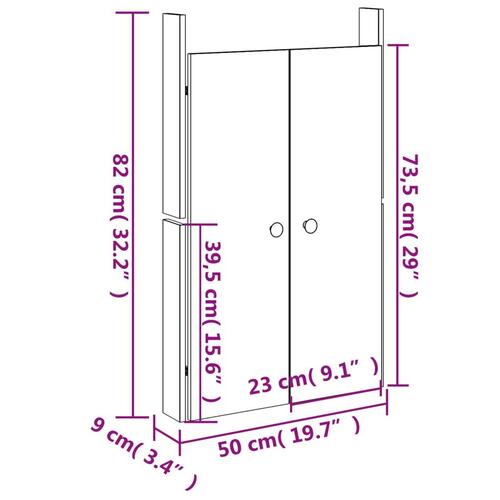 Låge til udendørs køkkenskab 50x9x82 cm massivt fyrretræ sort