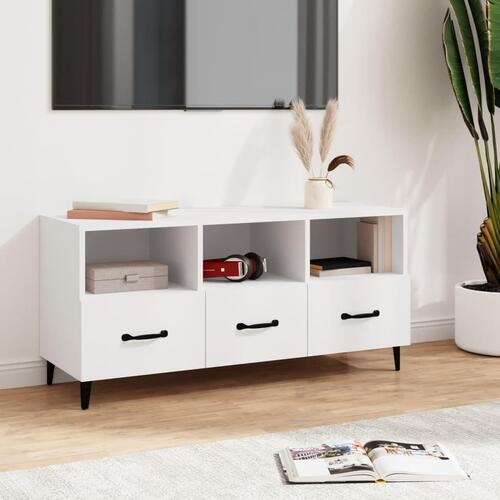 Tv-bord 102x35x50 cm konstrueret træ hvid