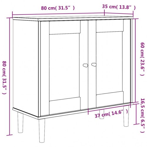 Skænk SENJA 80×35×80 cm - rattan-look, massivt fyrretræ, hvid