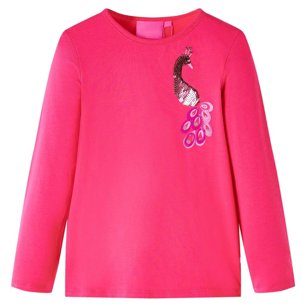Langærmet T-shirt til børn str. 128 pink