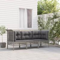 Loungesæt til haven 3 dele med hynder polyrattan grå