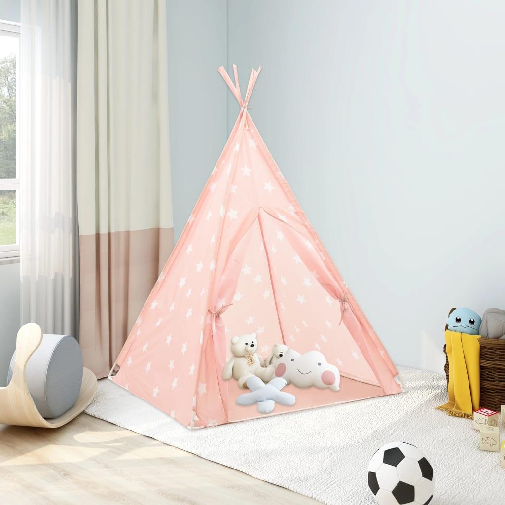 Tipi til børn 115x115x160 cm med bærepose polyester lyserød