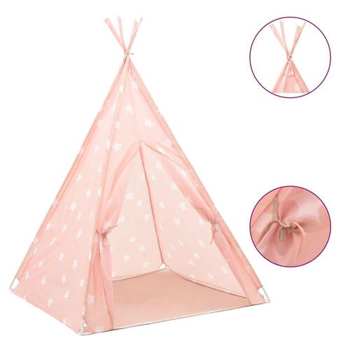 Tipi til børn 115x115x160 cm med bærepose polyester lyserød