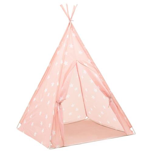 Tipi til børn 115x115x160 cm med bærepose polyester lyserød