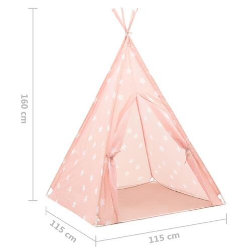 Tipi til børn 115x115x160 cm med bærepose polyester lyserød