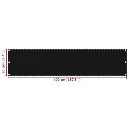 Altanafskærmning 90x400 cm HDPE sort