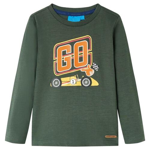 Langærmet T-shirt til børn str. 92 cm mørkegrøn