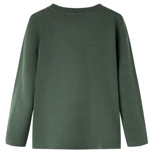 Langærmet T-shirt til børn str. 92 cm mørkegrøn