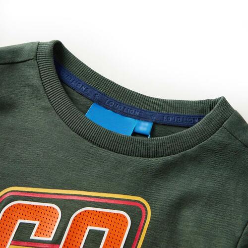 Langærmet T-shirt til børn str. 92 cm mørkegrøn