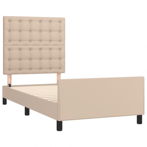 Sengeramme med sengegavl 100x200 cm - kunstlæder, cappuccino