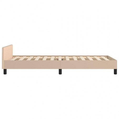 Sengeramme med sengegavl 100x200 cm - kunstlæder, cappuccino