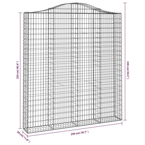 Buede gabionkurve 4 stk. 200x30x220/240 cm galvaniseret jern