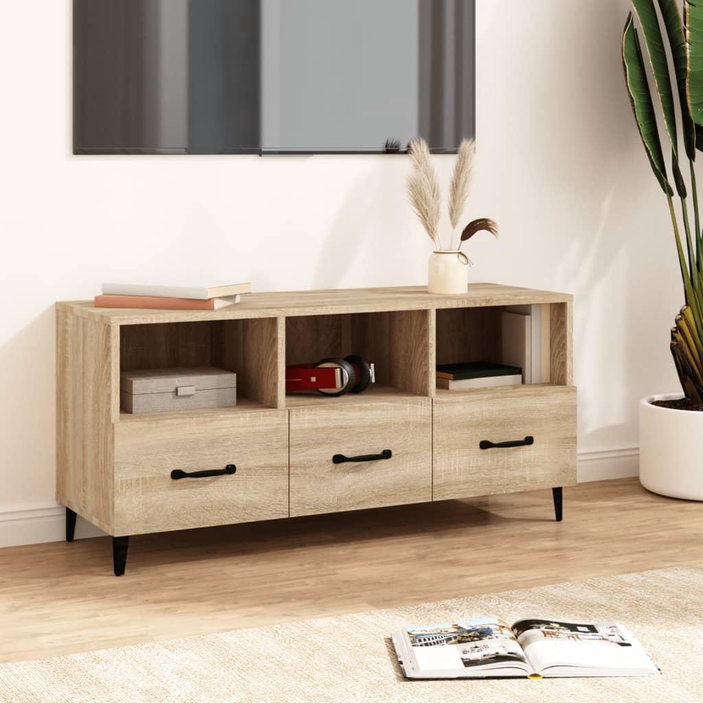 Tv-bord 102x35x50 cm konstrueret træ sonoma-eg