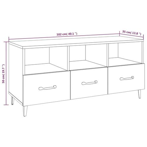 Tv-bord 102x35x50 cm konstrueret træ sonoma-eg