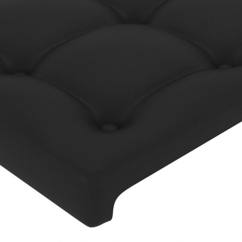 Sengeramme med sengegavl 120x200 cm i sort kunstlæder
