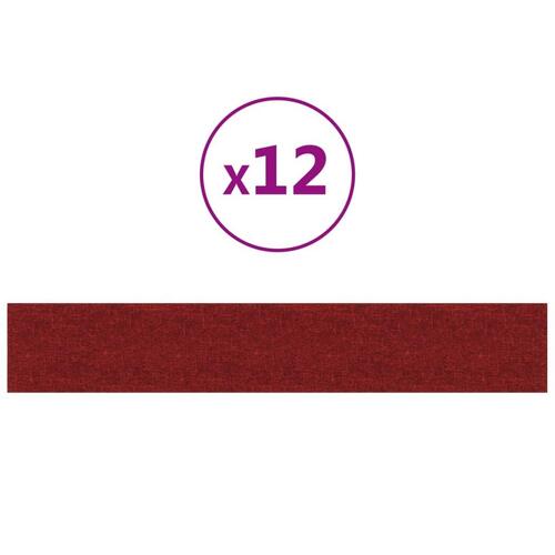 Vægpaneler 12 stk. 90x15 cm 1,62 m² stof vinrød