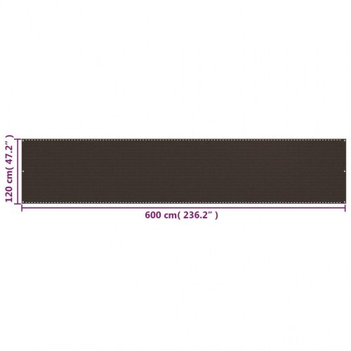 Altanafskærmning 120 × 600 cm i HDPE - brun