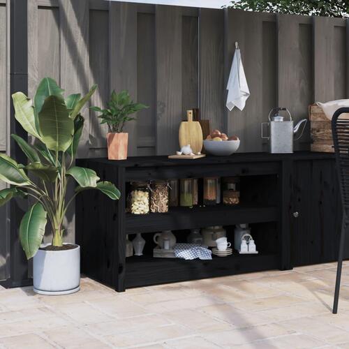 Udendørs køkkenskab 106x55x64 cm massivt fyrretræ sort