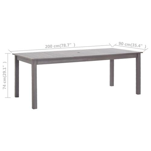 Havebord 200x90x74 cm massivt akacietræ gråvasket