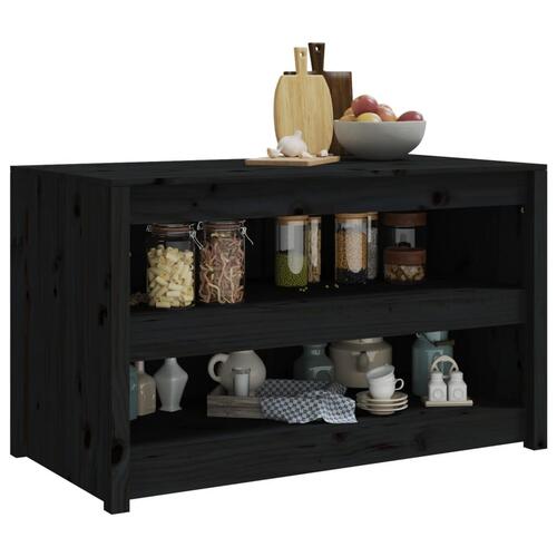 Udendørs køkkenskab 106x55x64 cm massivt fyrretræ sort
