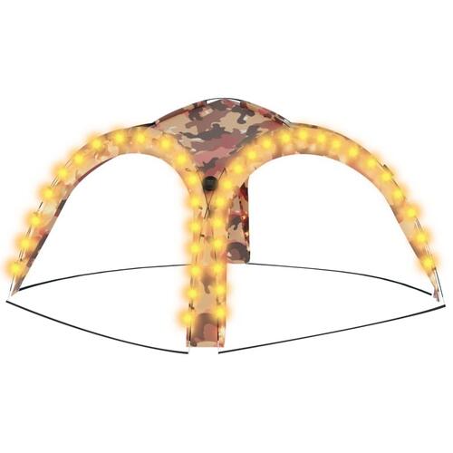 Festtelt med LED og 4 sidevægge 3,6x3,6x2,3 m camouflagefarvet