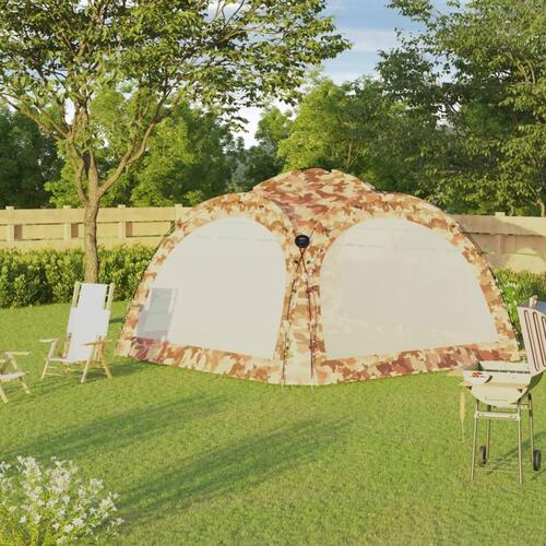 Festtelt med LED og 4 sidevægge 3,6x3,6x2,3 m camouflagefarvet