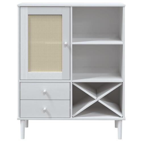 Skænk SENJA 90x40x112 cm rattan-look massivt fyrretræ hvid