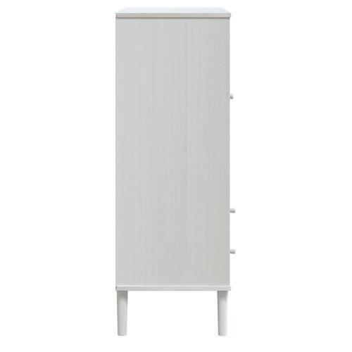 Skænk SENJA 90x40x112 cm rattan-look massivt fyrretræ hvid
