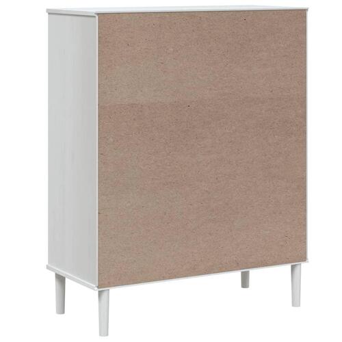 Skænk SENJA 90x40x112 cm rattan-look massivt fyrretræ hvid