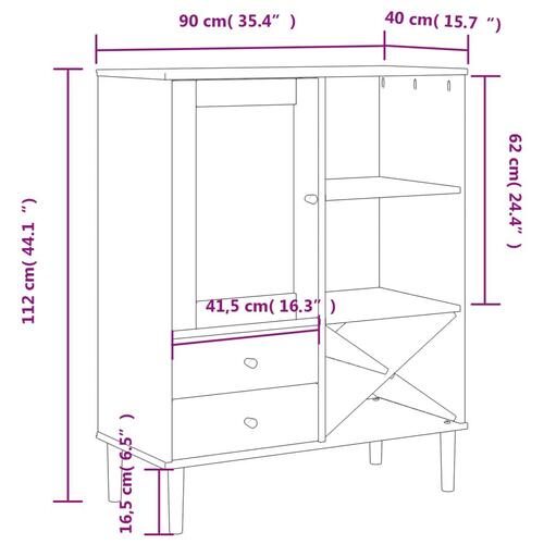 Skænk SENJA 90x40x112 cm rattan-look massivt fyrretræ hvid