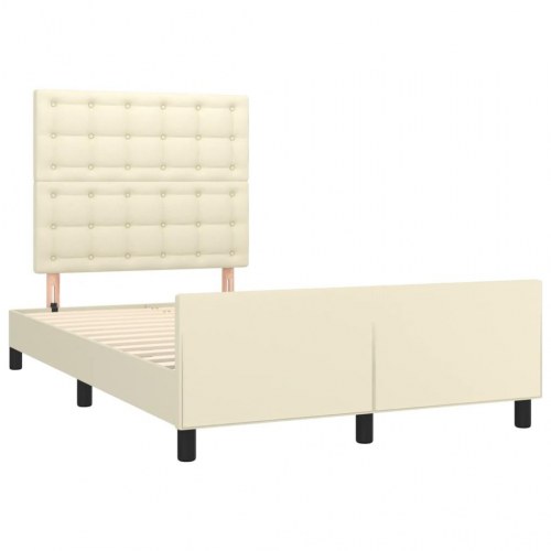 Sengeramme med sengegavl 120x200 cm i kunstlæder - cremefarvet