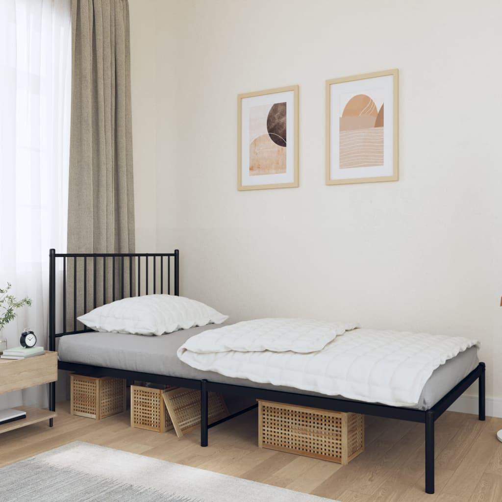 Sengeramme med sengegavl 100x190 cm metal sort