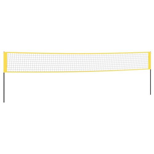 Badmintonnet 600x155 cm PE-stof gul og sort