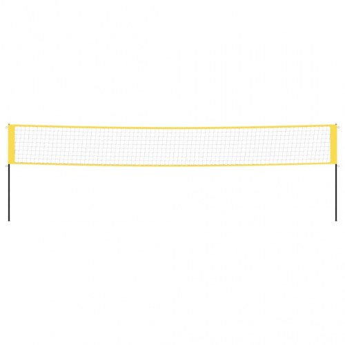 Badmintonnet 600 × 155 cm i PE - gul/sort med ketsjere og fjerbolde