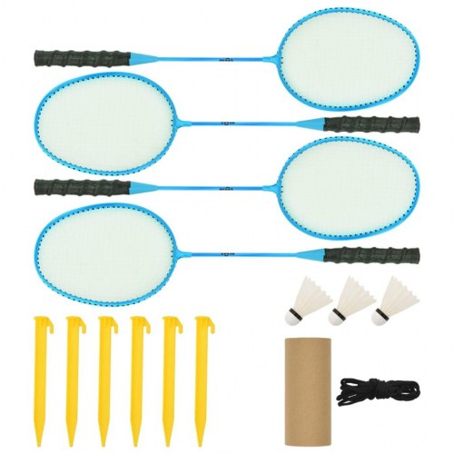 Badmintonnet 600 × 155 cm i PE - gul/sort med ketsjere og fjerbolde